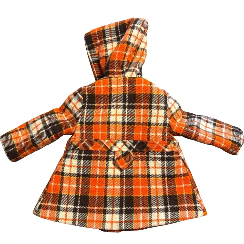 Vintage Sears Plaid‎ Hooded Coat Toddler Girls 3T Quilted Lined Fall Jacket